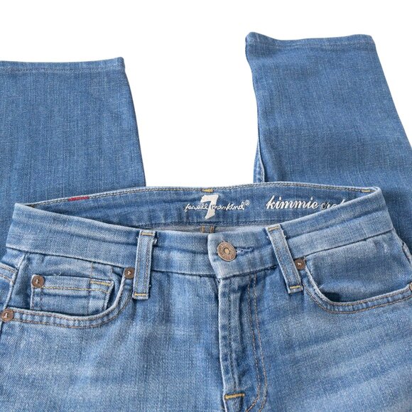 7 For All Mankind Kimmie Crop W 25 L 24 Straight Leg Light Faded Denim Casual - Picture 9 of 11